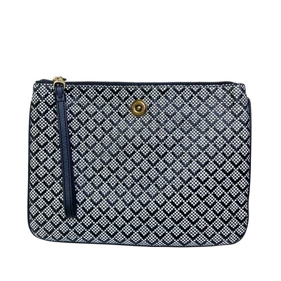 Ralph Lauren Black & White Woven Clutch Wristlet Organizer Pouch | Designer Gift - Picture 3 of 11